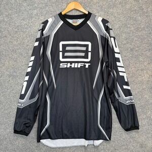 VTG Shift Motocross Jersey Mens Large Black Gray Riding Racing Dirt Bike Shirt